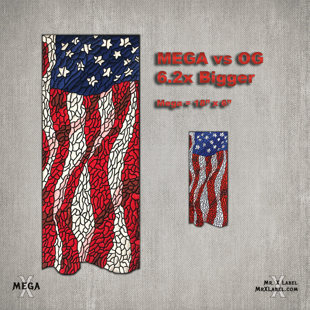 American Flag v.Mega Embroidered Patch - Size Compare