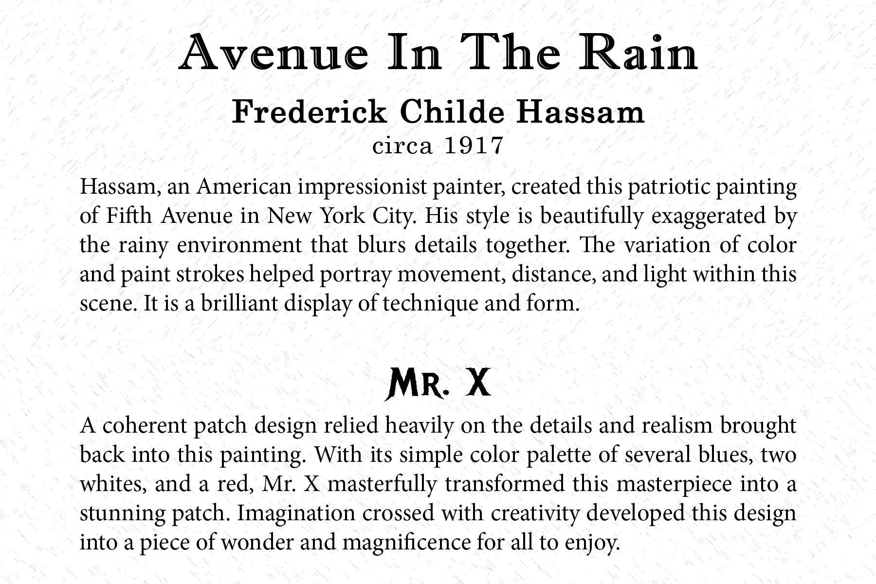 Art Card - Avenue in the Rain - Back