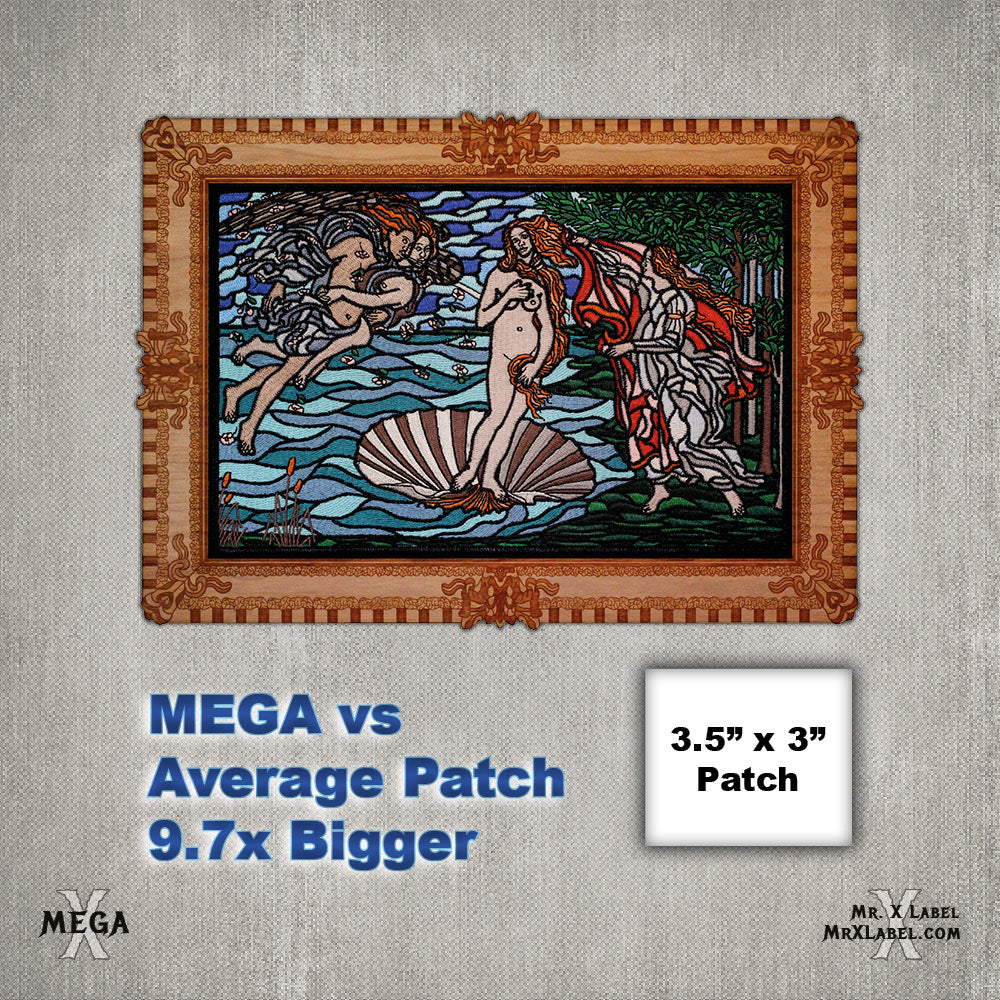 Birth of Venus Embroidered Patch - Size Compare