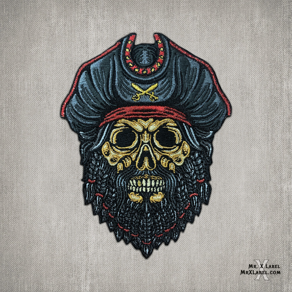 Blackbeard Pirate Skull Embroidered Patch