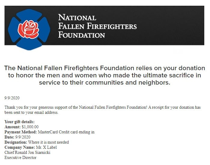 The National Fallen Firefighters Foundation (NFFF) DONATION