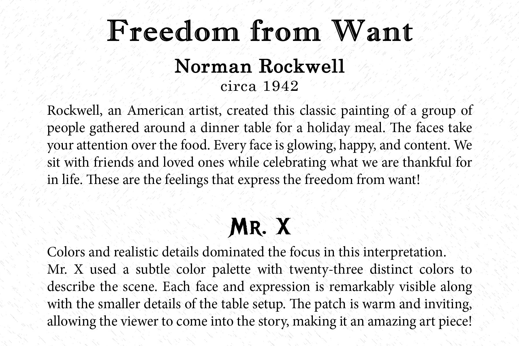 Art Card - Freedom From Want