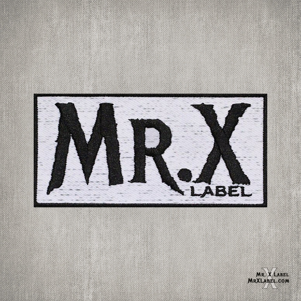 Mr. X Label v1 (Black on White) Embroidered Patch