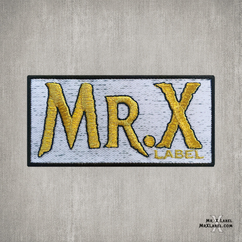 Mr. X Label v3 (Gold on White) Embroidered Patch